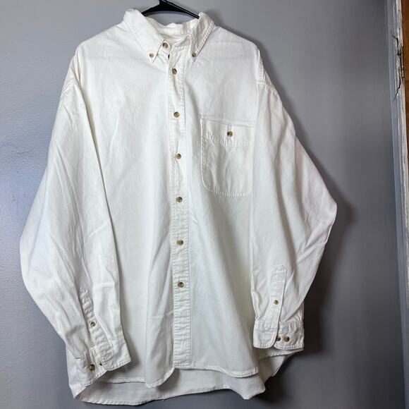 VTG Lee Men’s XXL Classic Denim Long Sleeve Button-Down Shirt White 100% Cotton - Picture 1 of 8